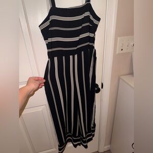 Elegant Black and White Striped Dress